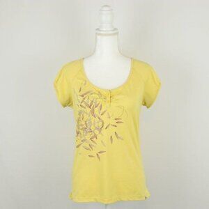 The North Face Women's Medium Yellow Leaf Scoop Neck Puff Sleeve Tech Tee